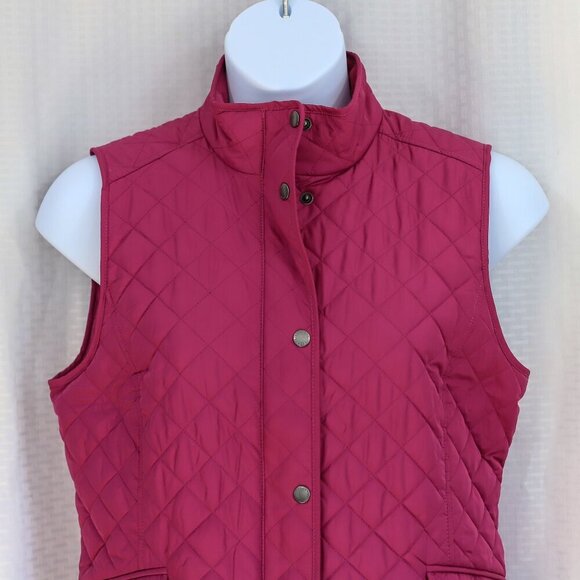 Talbots Size L quilted snap front high neck pockets fleece lined vest - Picture 2 of 11